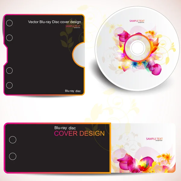Modello di design di copertina di disco e biglietto da visita. Design floreale — Vettoriale Stock