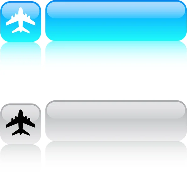 Bouton carré avion . — Image vectorielle