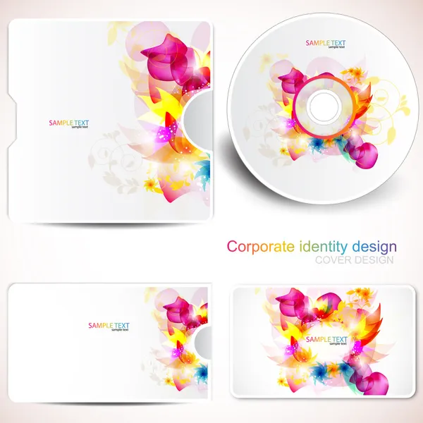 Modelo de design de capa de disco e cartão de visita. Desenho floral —  Vetores de Stock
