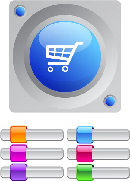 Shopping cart color round button. — Stock Vector