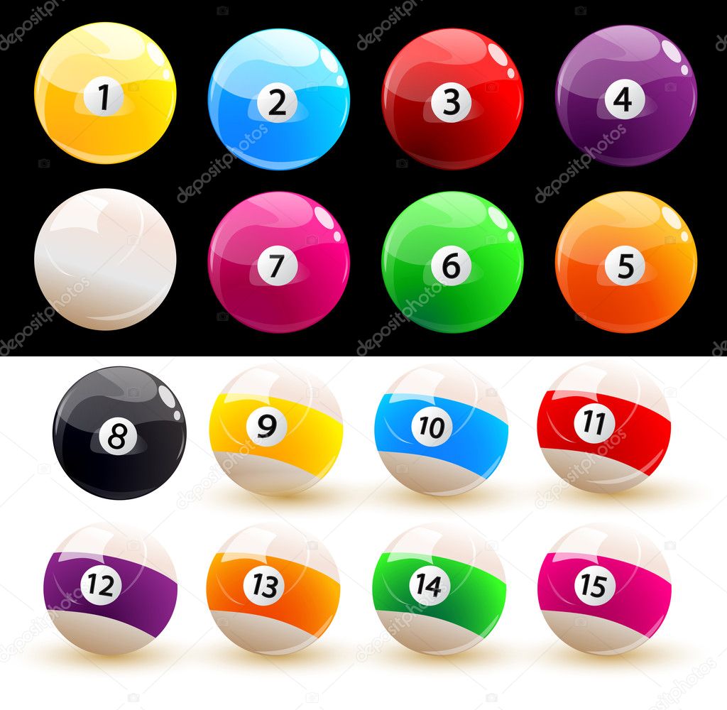Set of colored balls billiard