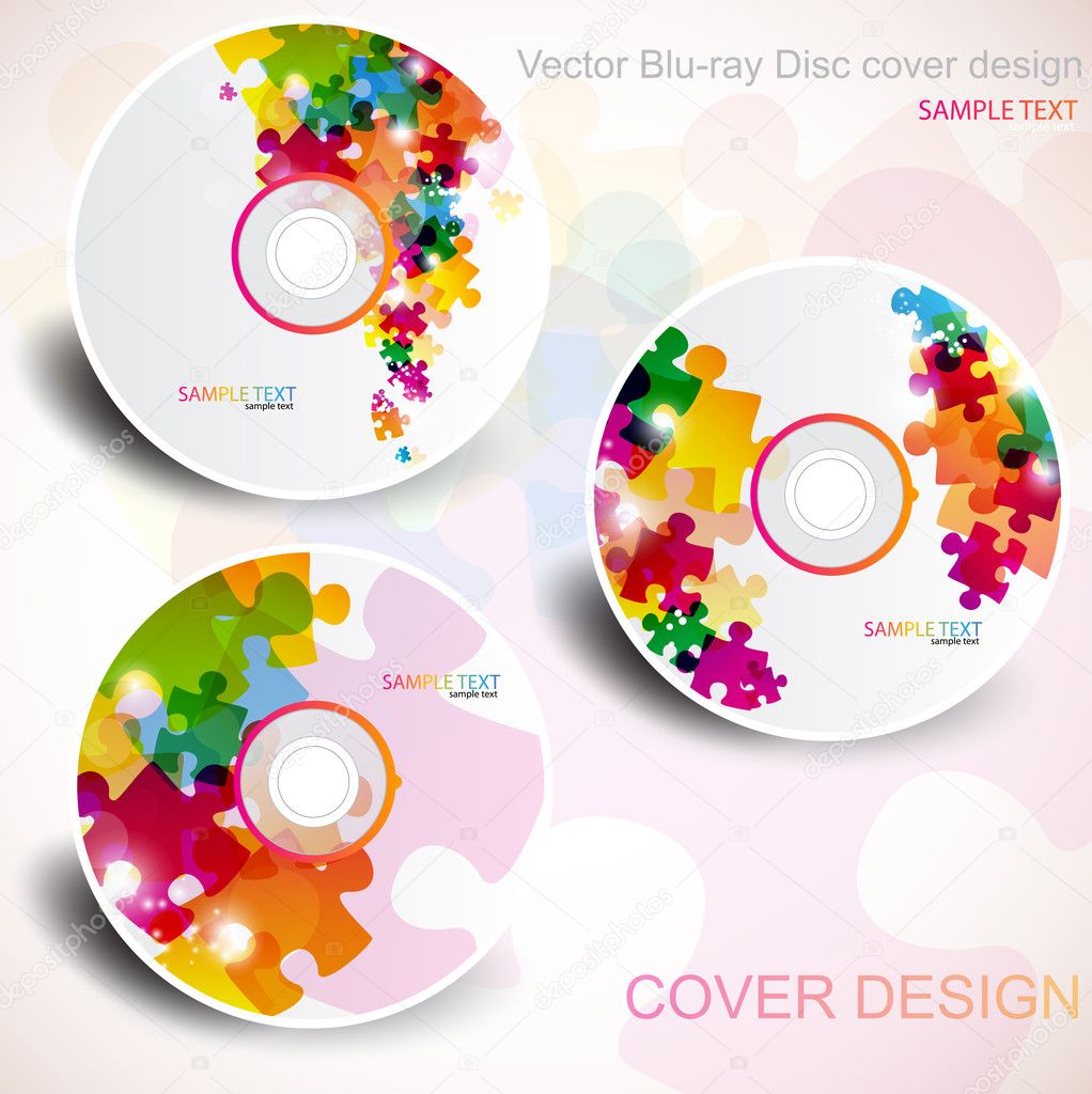 Vector CD cover design. Editable templates. Puzzle Design