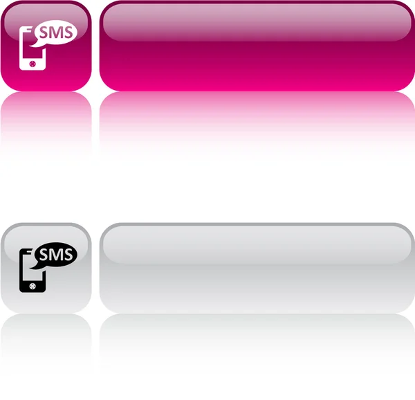Bouton carré SMS . — Image vectorielle