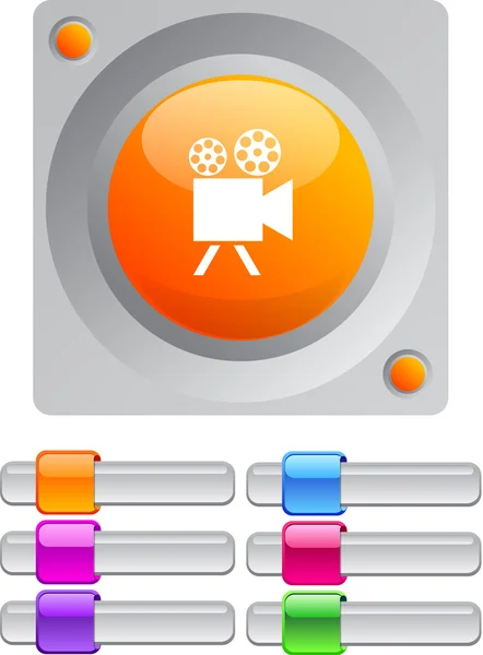Cámara de vídeo de color botón redondo . — Vector de stock