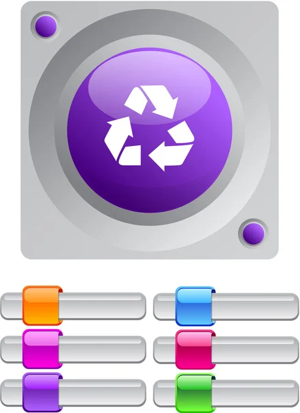 Recycling ronde knop kleur. — Stockvector