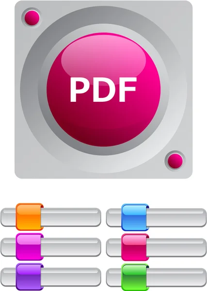 PDF-kleur ronde knop. — Stockvector