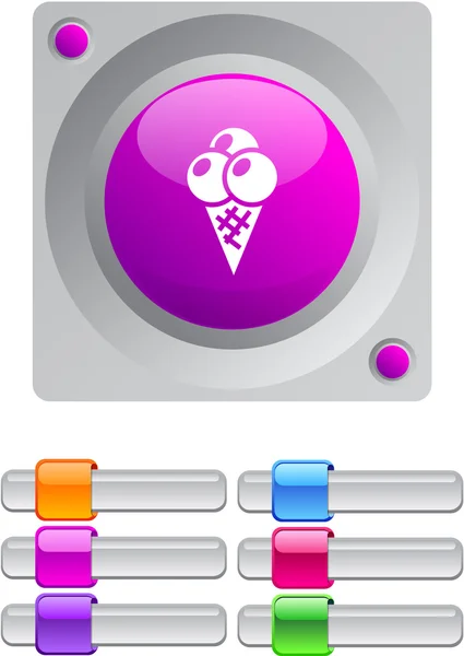 Icecream couleur bouton rond . — Image vectorielle