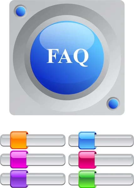 FAQ barevné kulaté tlačítko. — Stockový vektor