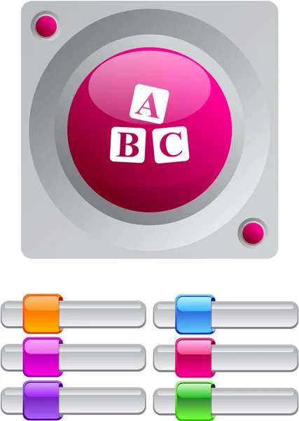 Abc 的多维数据集彩色圆形按钮. — 图库矢量图片