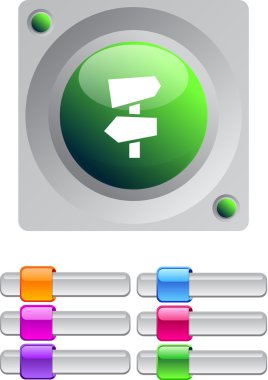 yol okları renkli yuvarlak düğmesi.