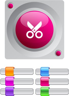 Scissors color round button. clipart