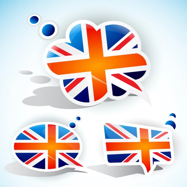Bandeira do Reino Unido. Conjunto de bolhas de fala — Vetor de Stock