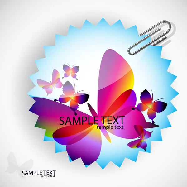 Round sticker with butterflies. Vector illustration. — Stock Vector
