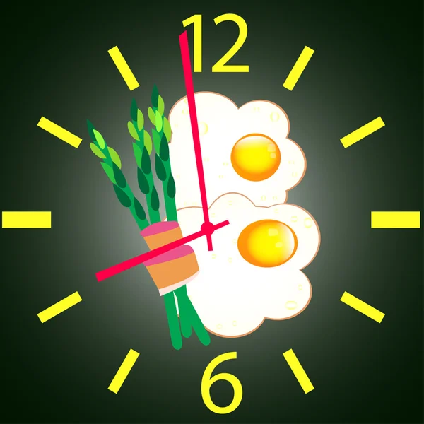 Fried egg, bacon and green asparagus — Stock Vector