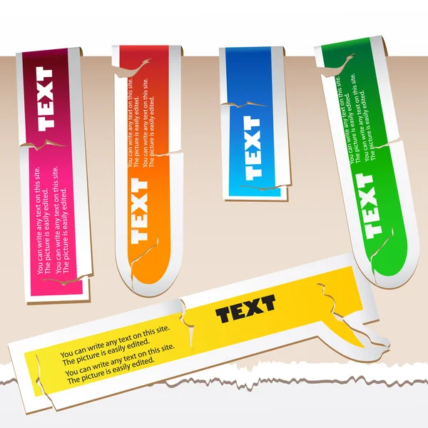 Kleurrijke papier bladwijzers. vector set — Stockvector