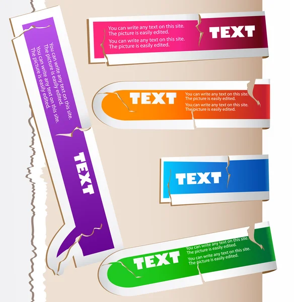 Marcadores de papel coloridos. Conjunto de vetores — Vetor de Stock