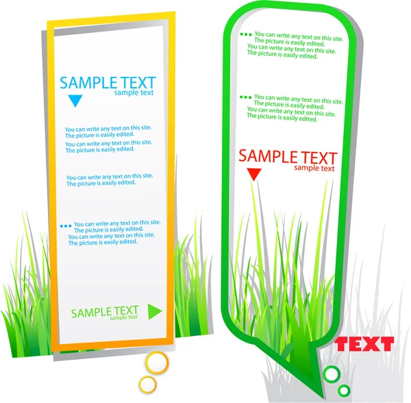 Kleurrijke stickers voor spraak. groen gras. natuurlijke achtergrond — Stockvector