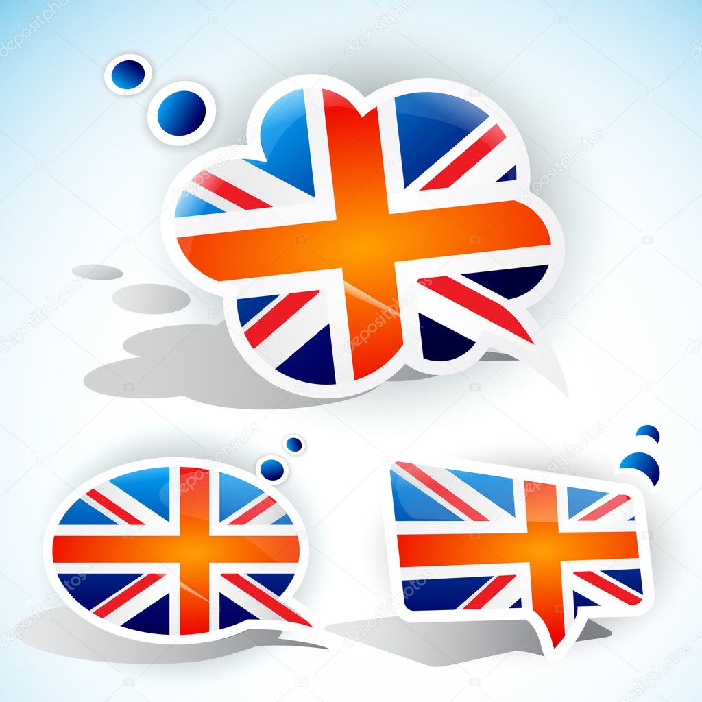 Flag of the United Kingdom. Speech bubble set