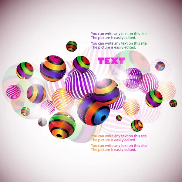 Fond abstrait lumineux avec des boules rayées — Image vectorielle
