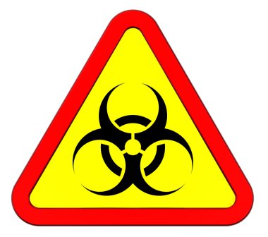 Biyolojik tehlike uyarı işareti üzerine beyaz izole