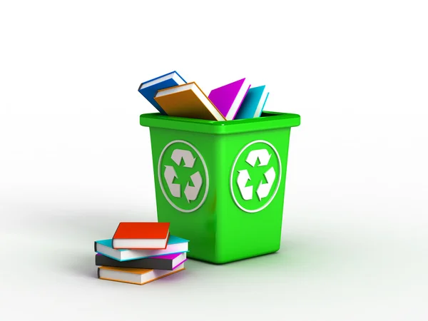Книги в кошику переробки — стокове фото