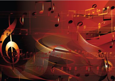 Golden music background with note. clipart