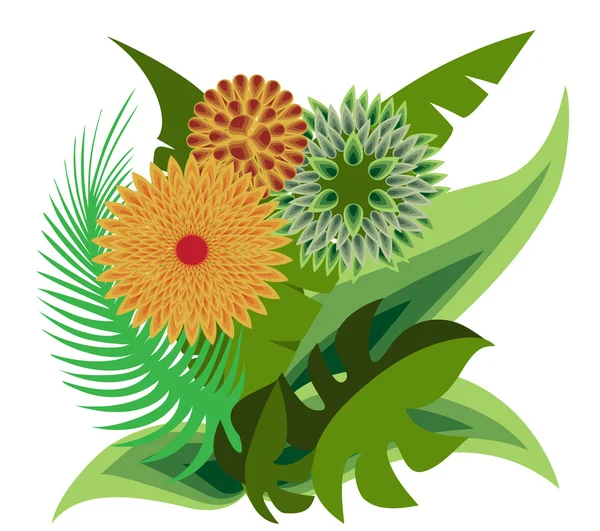 Ramo de flores tropicales — Archivo Imágenes Vectoriales