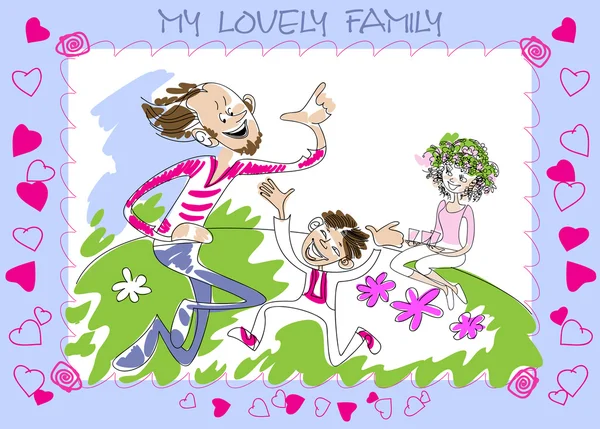 Family on a picnic — Stock Vector