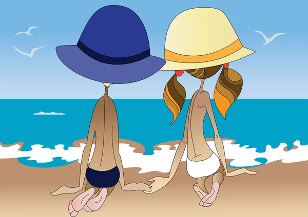 Barn på stranden — Stock vektor