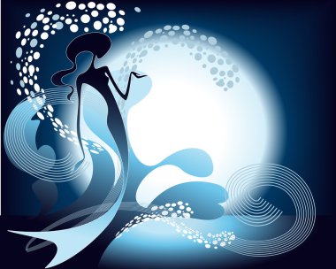 Mermaid against the background of the Moon clipart