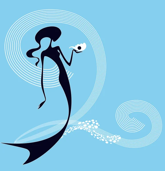 Meerjungfrau und Perle — Stockvektor
