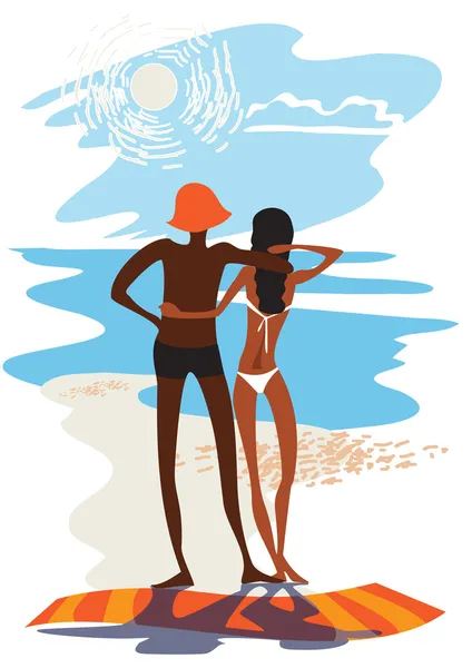 Пара на пляжі — стоковий вектор