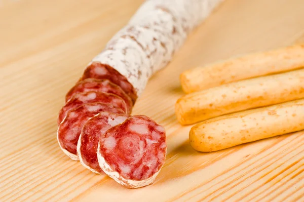 Spanish fuet salami — Stock Photo, Image