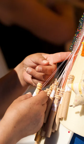 stock image Bobbin lace-making