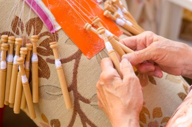 Bobbin lace making clipart