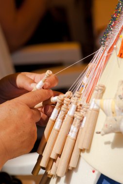 Bobbin lace making clipart