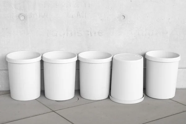 stock image Six Empty Trash Cans