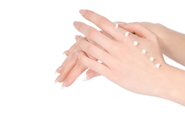 Mãos com nata — Fotografia de Stock