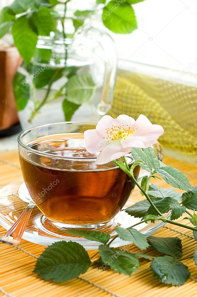 Tea with dog-rose blossom