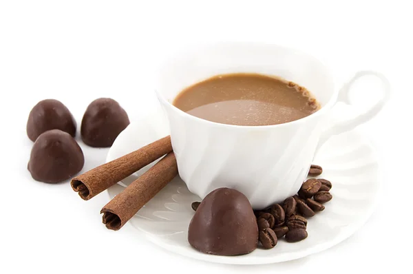 卡布奇诺咖啡和巧克力 — 图库照片
