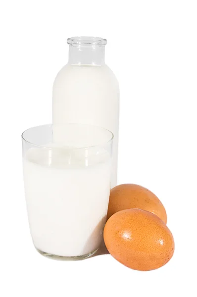 Milk end eggs — Stock Photo, Image