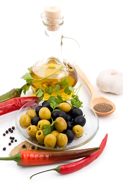 Fűszerek és olívaolaj — Stock Fotó
