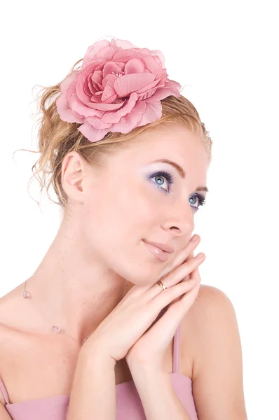 Nő rózsaszínben — Stock Fotó