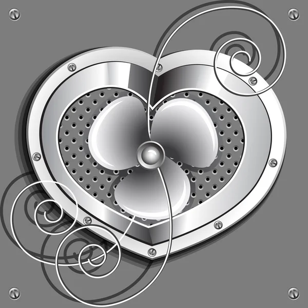 Coeur métallique — Image vectorielle