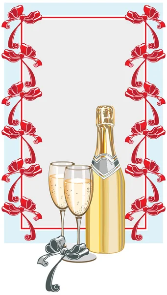 Champagner und Verbeugung — Stockvektor