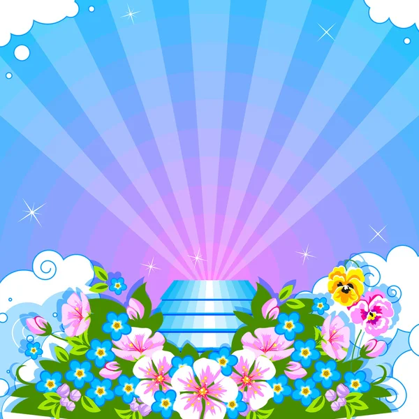 Fleurs et nuages — Image vectorielle