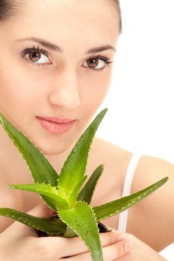 Woman's face with aloe clipart