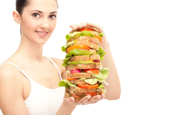 Chica comiendo sándwich saludable —  Fotos de Stock