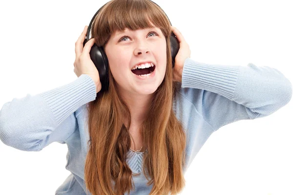 Teenager girl with headphones — Stock Photo, Image