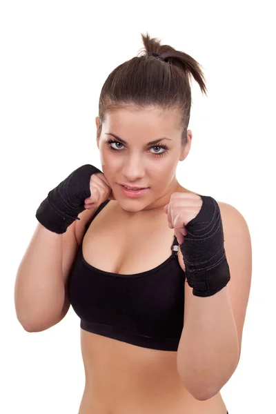 Retrato de mujer boxeadora — Foto de Stock